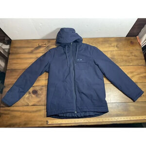 Vintage Oakley Light Hooded Jacket Size Small 3 Pocket Navy Blue